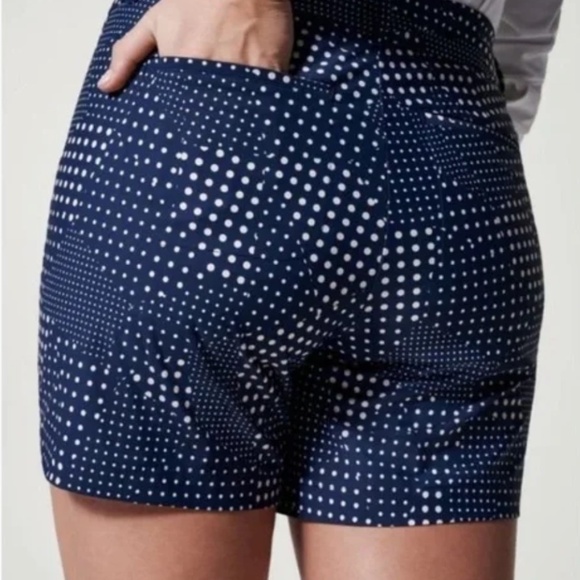 SPANX Sunshine 4” Shorts - Dot Patchwork Midnight Navy - Size Medium - Picture 2 of 6